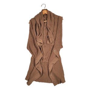 Max Azria Draped Tan Knit Vest with Big Snap Buttons Sz. OS